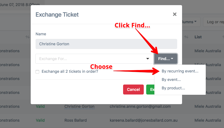 exchange ticket