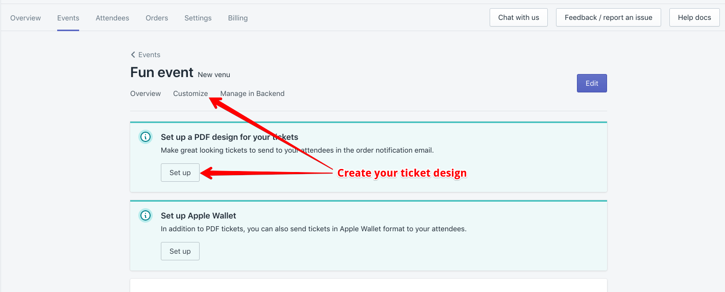 design tickets in shopify