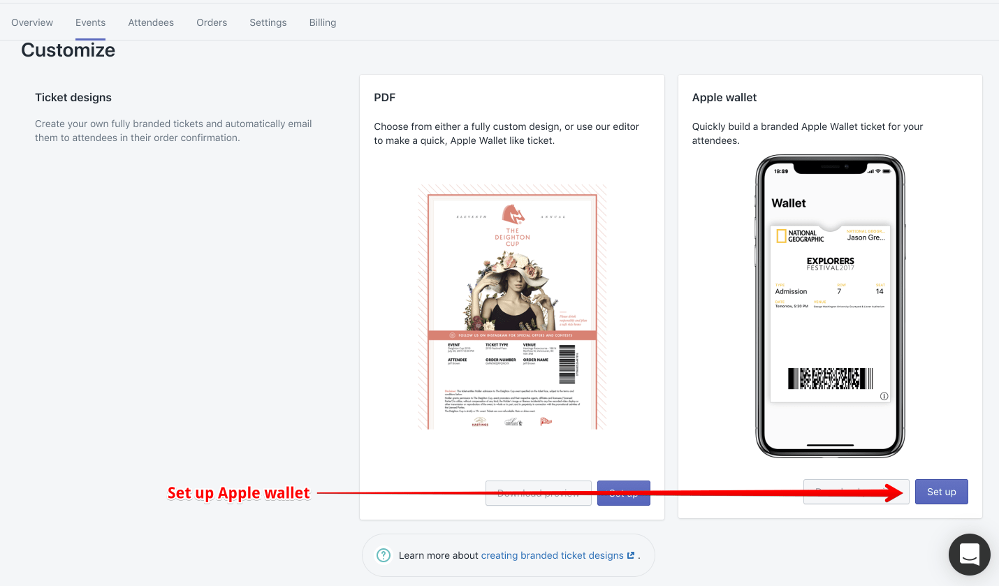 Apple wallet event tickets in Shopify