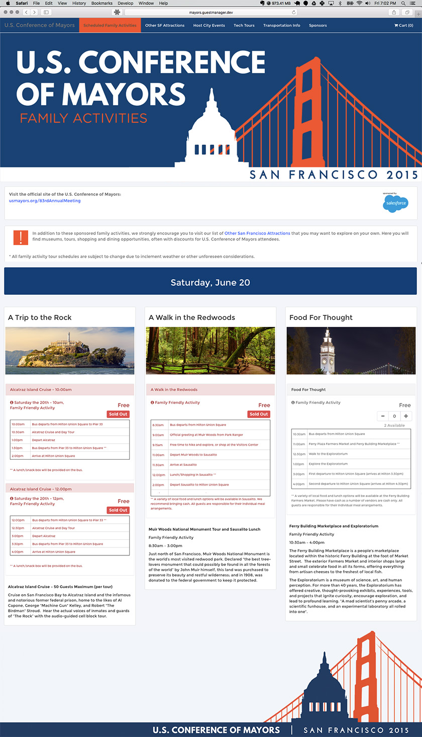 US Conference of Mayors event registration custom website