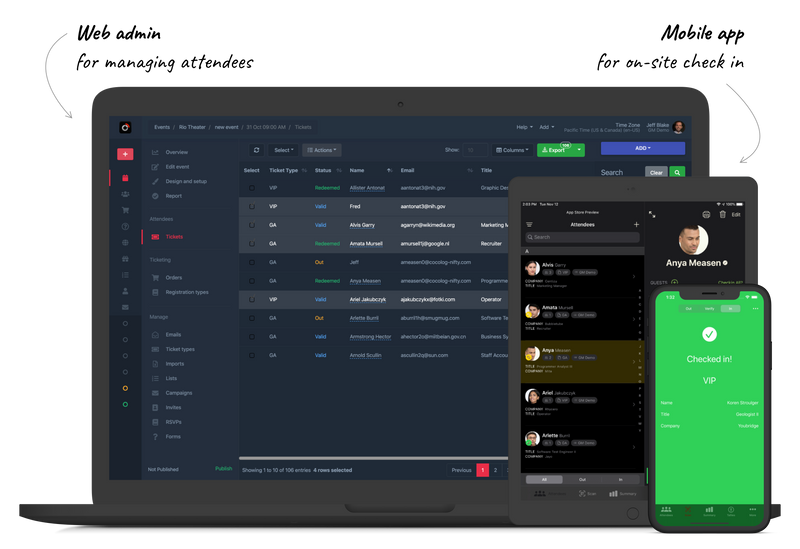 event ticketing and check in app software platform