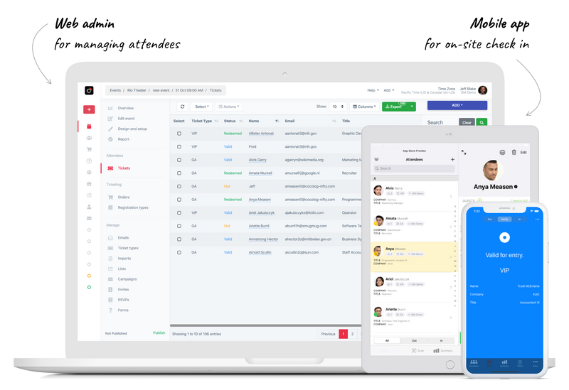 event ticketing and check in app software platform